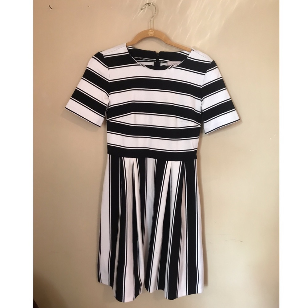 Black and white striped dress